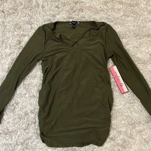 Maternity Derek Heart Women’s Top Blouse Olive Green, Long Sleeve Size Small